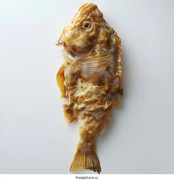 Grilled fish on white background