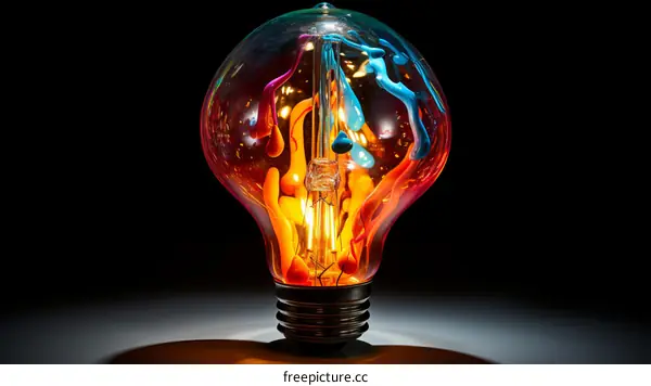 Light bulb with colorful liquid inside