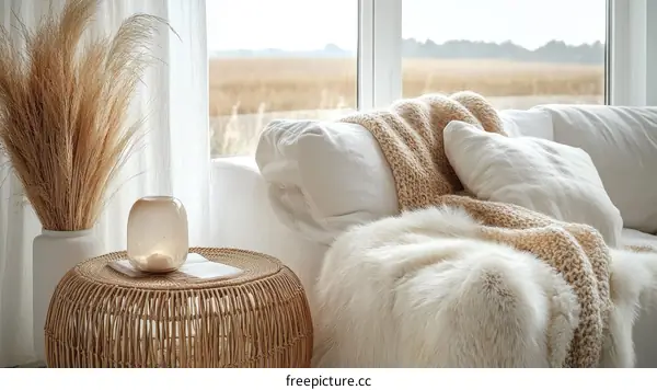 Cozy Living Room with Natural Elements