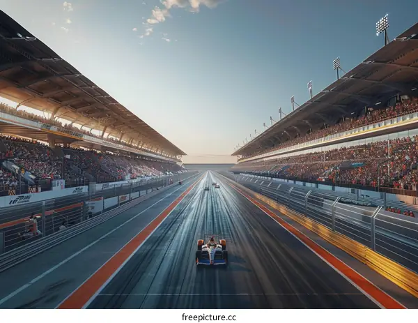 Formula One cars racing on a track