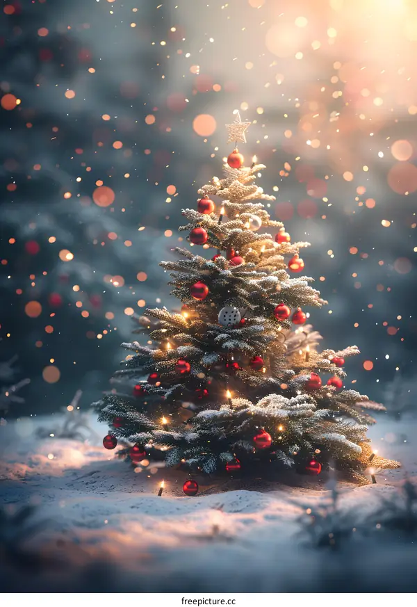 Christmas tree in the snow