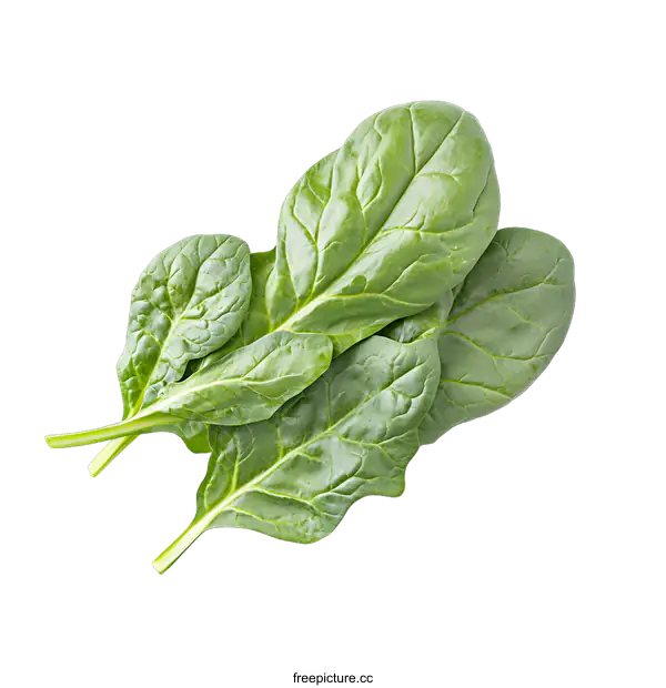 [Transparent Background PNG]Fresh Green Spinach Leaves Isolated on White Background