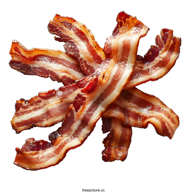 [Transparent Background PNG]Delicious Cooked Bacon Strips on White