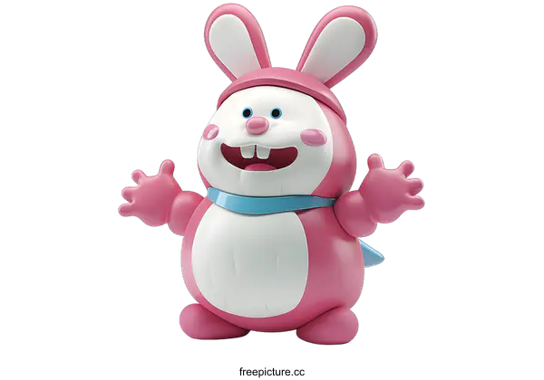 [Transparent Background PNG]Cute Pink Bunny Character 3D Illustration