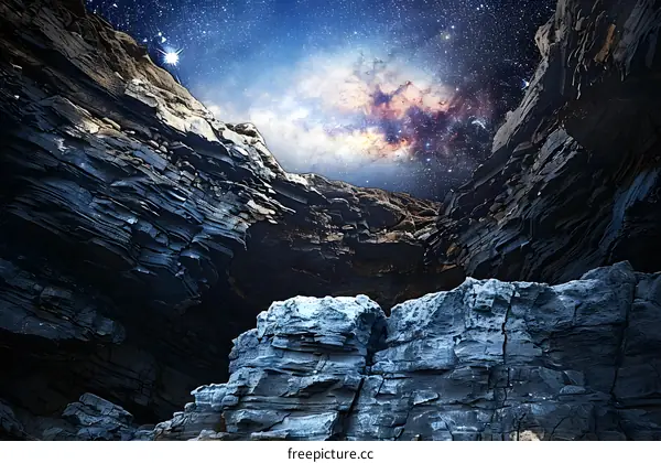 Night Sky Over Rock Formations