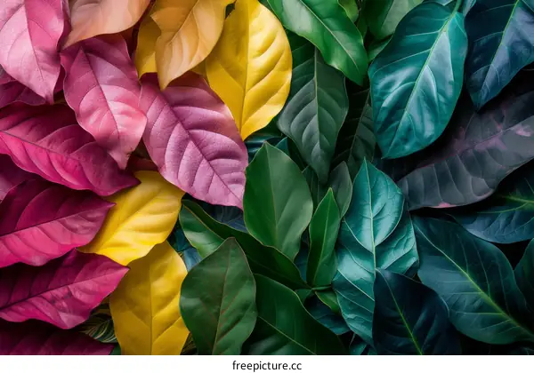 Colorful leaves of different plants background