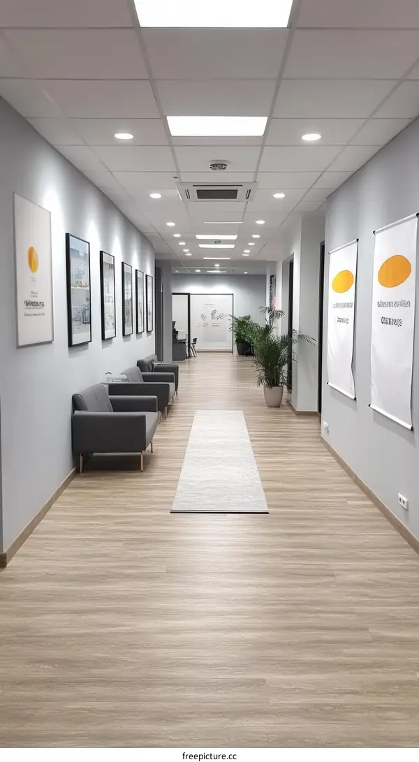 Modern Office Corridor with Minimalist Design