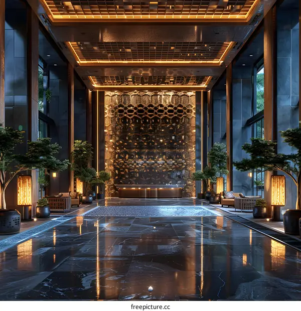 Luxury hotel lobby