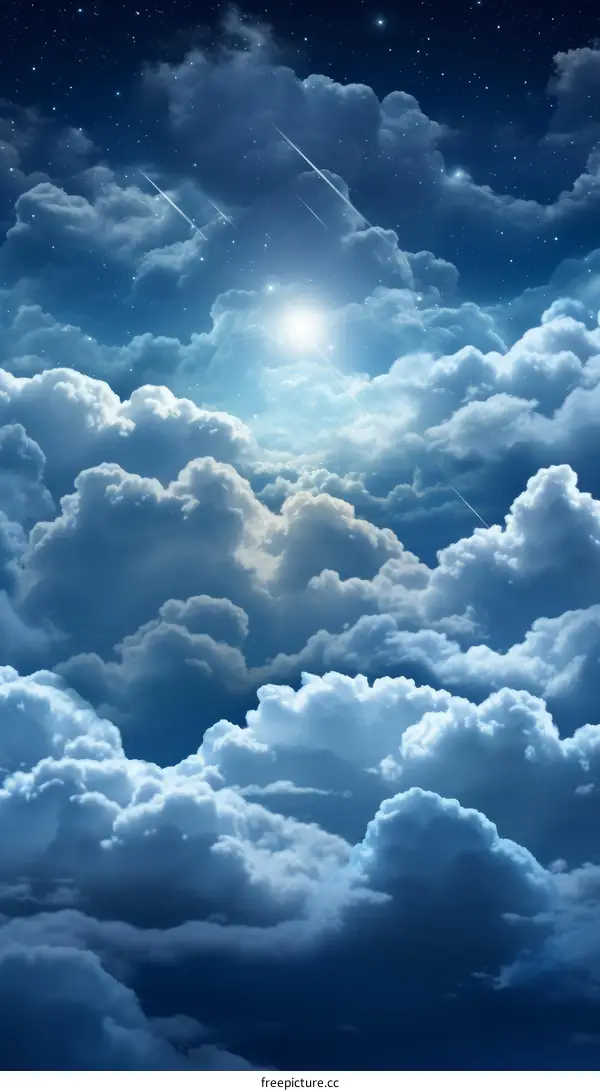 Beautiful blue sky and fluffy clouds