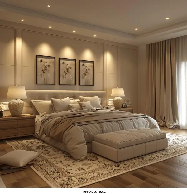 Elegant Beige Bedroom Interior Design