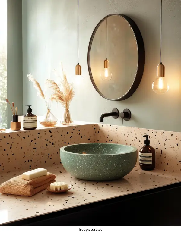Modern Minimalist Bathroom Sink with Terrazzo Countertop