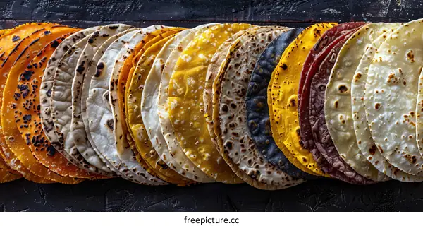 Homemade Corn Tortillas on Black Background