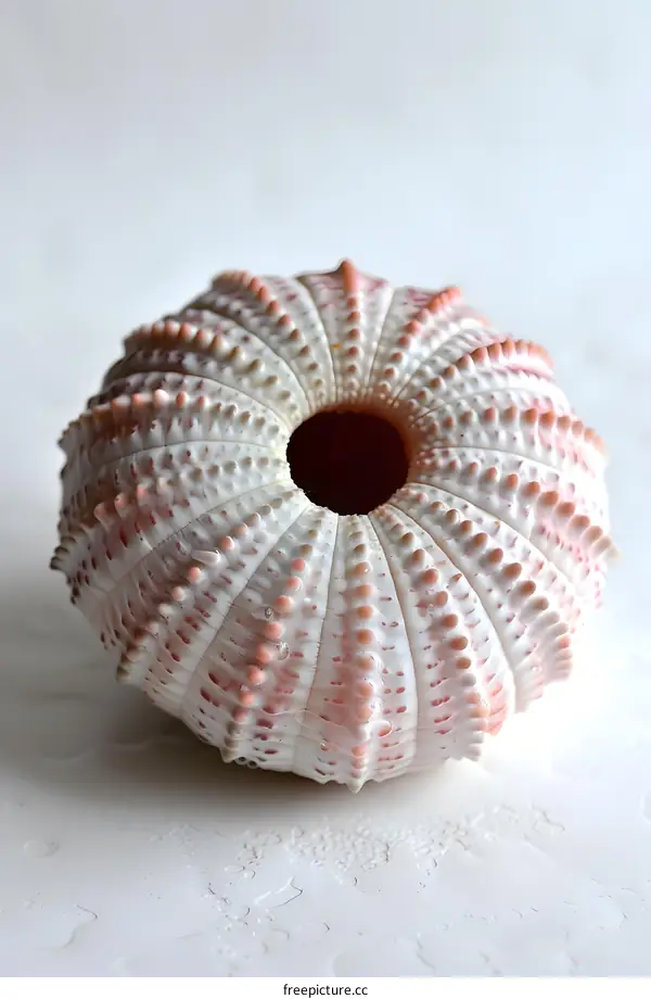 Pink and White Sea Urchin on White Background