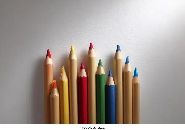 Colorful Pencils Arranged on White Background