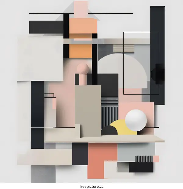 Abstract Geometric Composition with Shapes and Colors