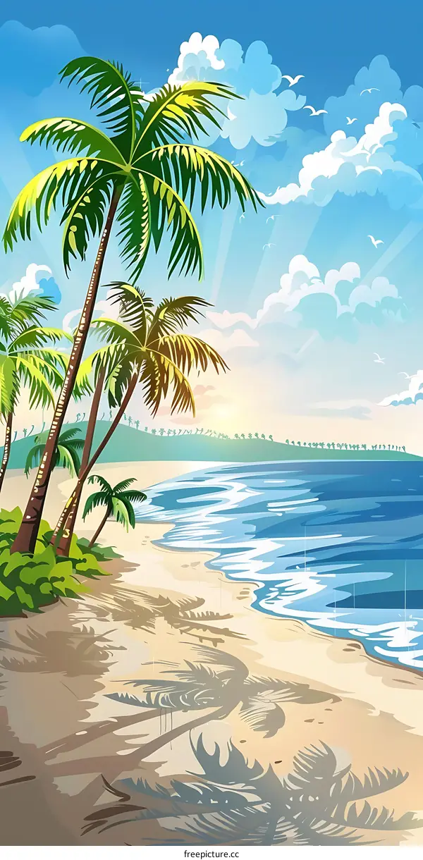Palm Trees on a Tropical Beach
