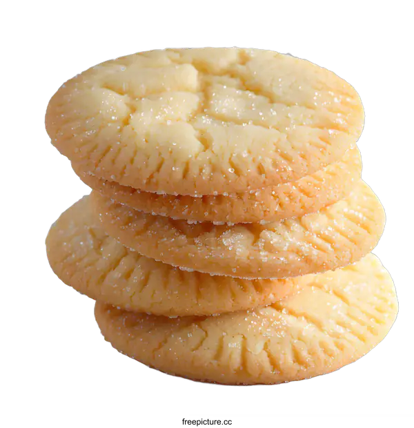 [Transparent Background PNG]Four sugar cookies stacked on a white surface