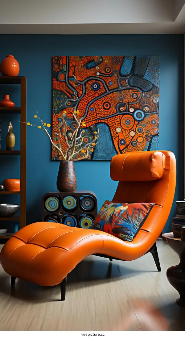 Modern Living Room with Bold Colors and Geometric Patterns