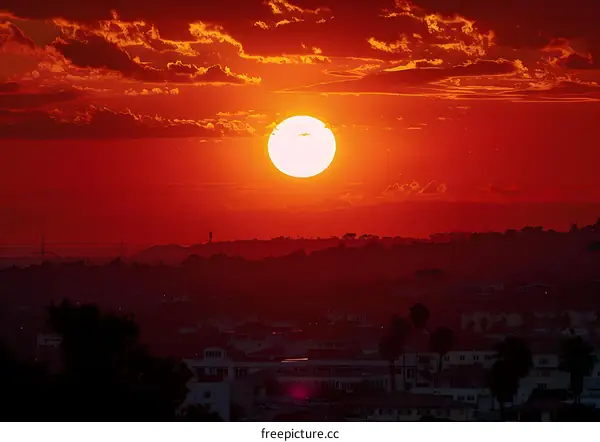 Orange Sunset Over Cityscape