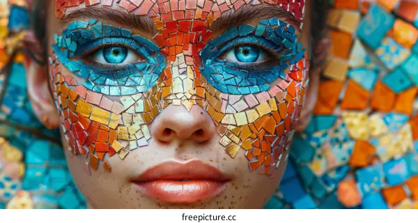 Colorful Mosaic Portrait of a Woman