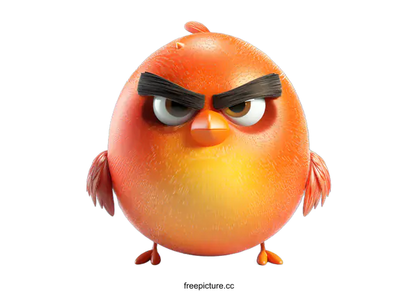 [Transparent Background PNG]Angry Orange Bird on White Background