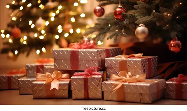 Christmas Tree Decorated with Presents