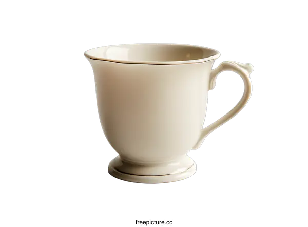 [Transparent Background PNG]A studio photograph of a footed porcelain cup with a gold rim