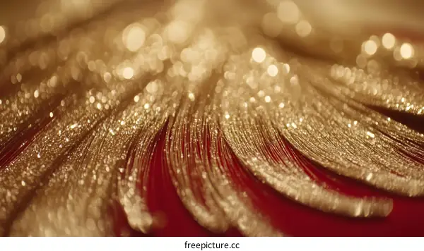 Golden Glitter Texture on Red Background