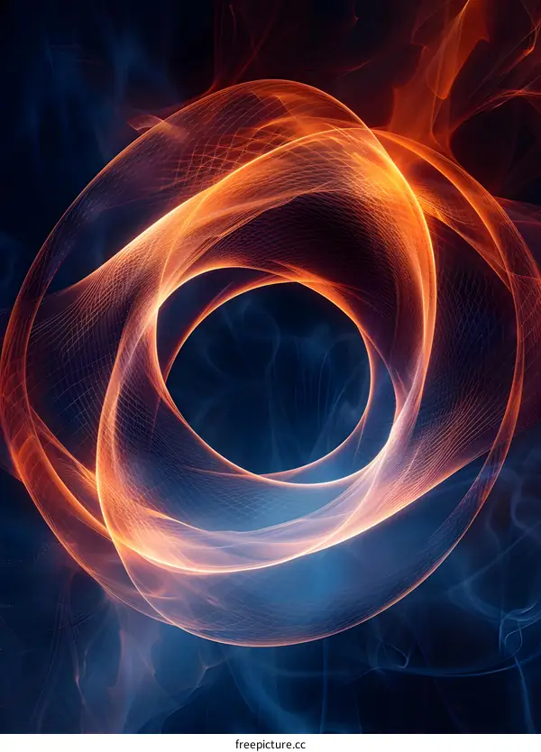 Blue and orange glowing circle of light