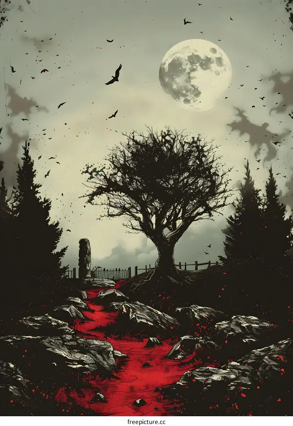 Red River Under the Full Moon