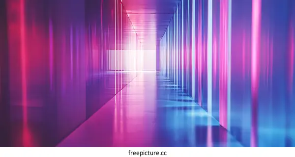 Abstract Neon Light Corridor with Pink and Blue Glow