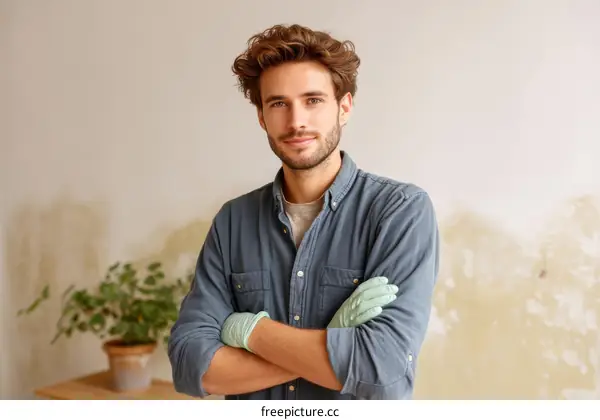 Confident Caucasian Male in a Home Improvement Project