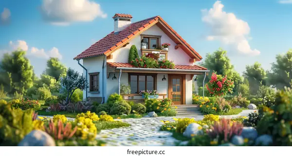 Small European style house with a garden