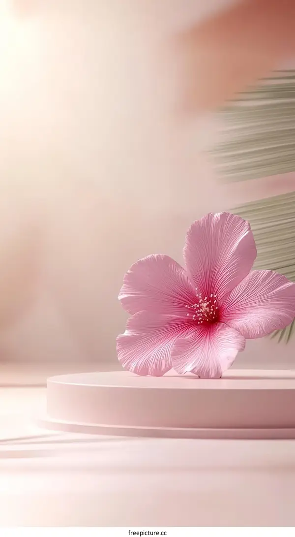 Pink Flower on Pastel Pink Platform