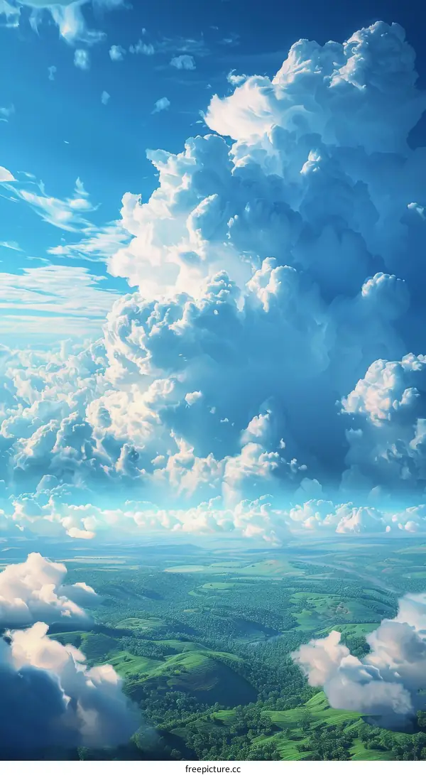 Stunning Sky Over Lush Landscape Illustration