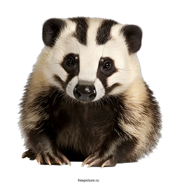 [Transparent Background PNG]Closeup of a Hog Badger Looking at Camera