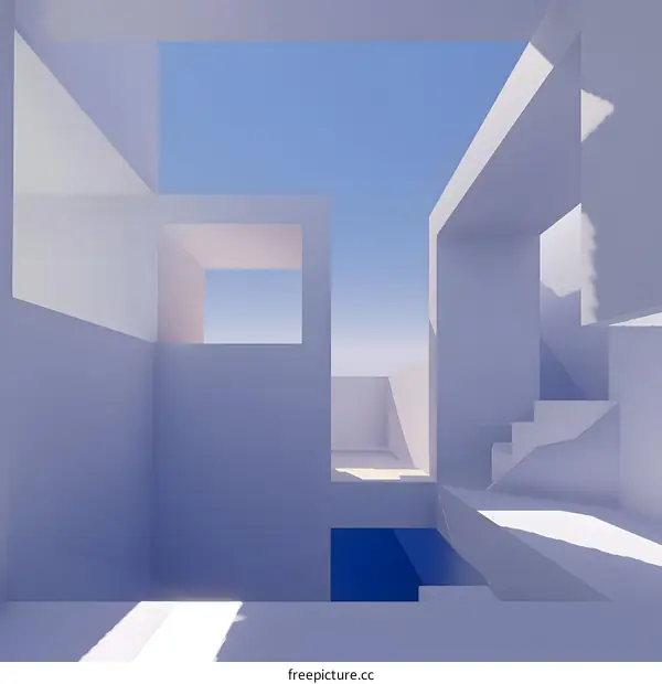 Minimalist White Interior Design with Skylight and Stairs