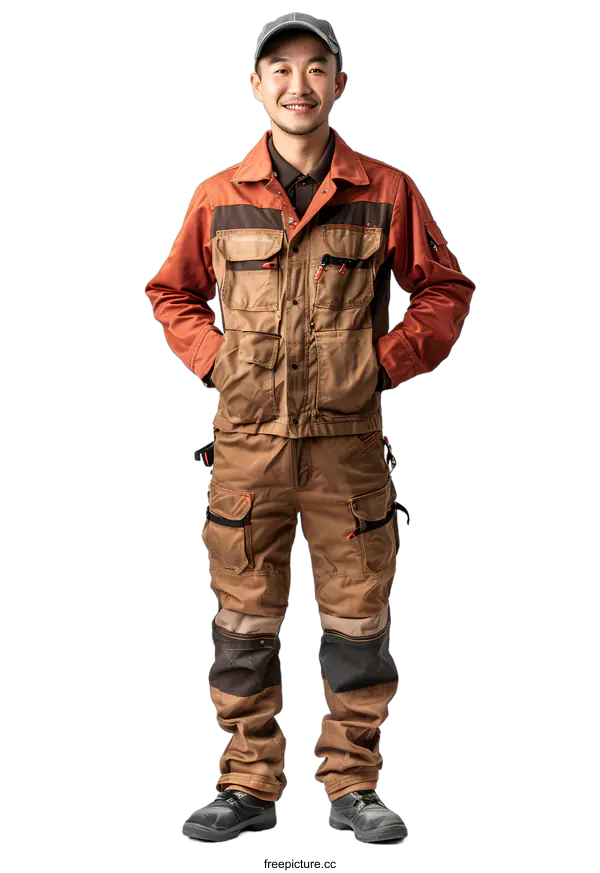 [Transparent Background PNG]portrait of a worker wearing work clothes