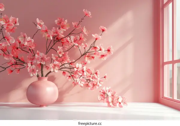 Pink Cherry Blossoms in a Vase  Interior Design