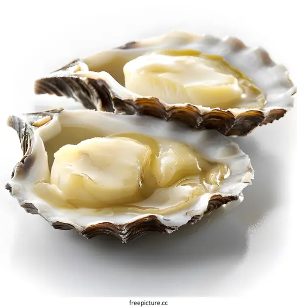 Fresh Oysters on White Background