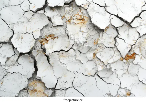 Cracked white mud texture background