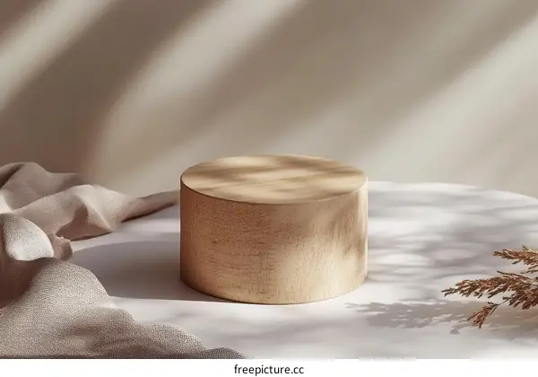Wooden Cylinder Display Stand with Natural Light