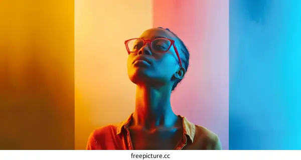Woman with Colorful Background