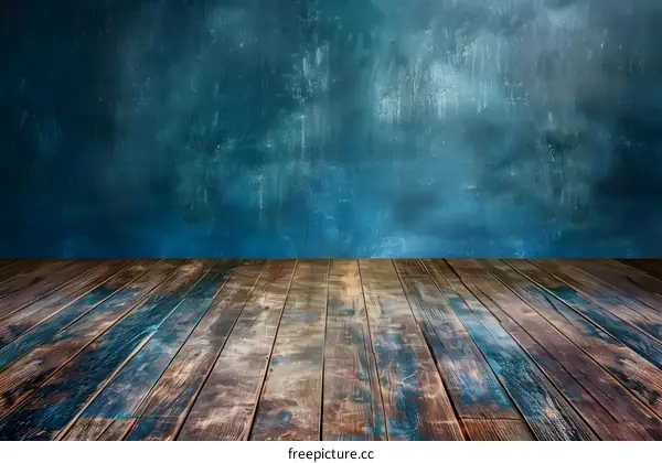 Blue Wall and Wood Floor Background