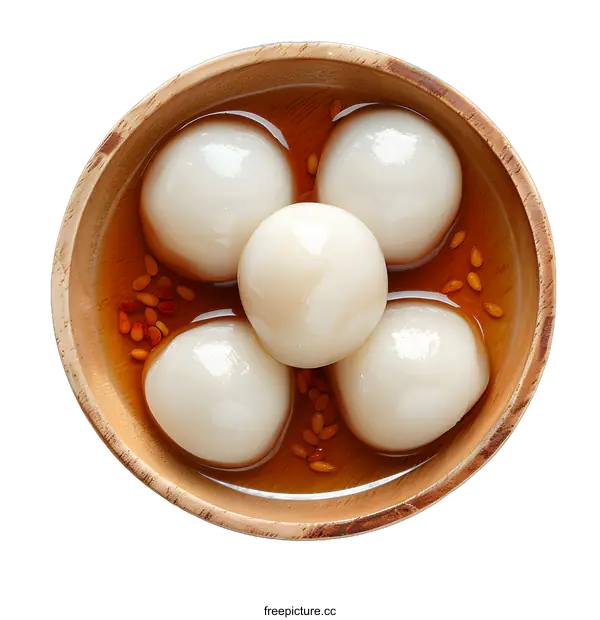 [Transparent Background PNG]Glutinous rice balls in sweet ginger syrup