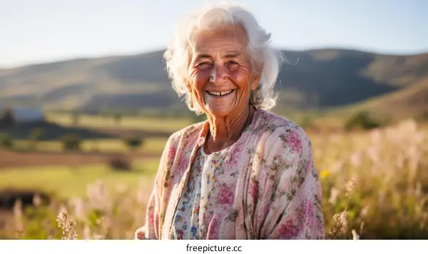 Portrait of an Elderly Woman Smiling
