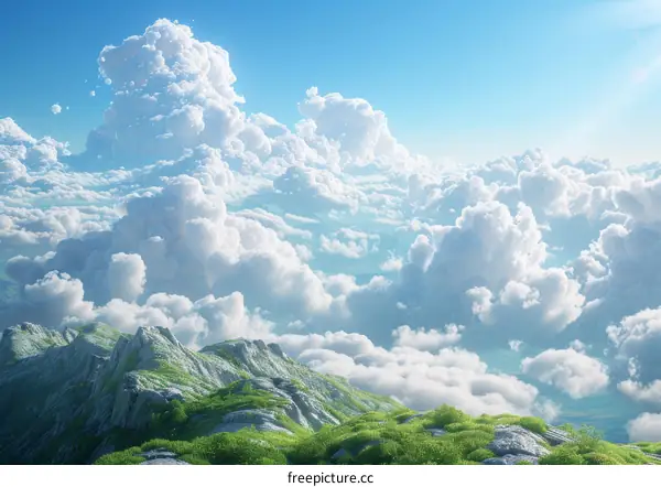 Mountain Peaks Piercing the Clouds