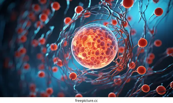 Red and Orange Virus or Bacteria Illustration