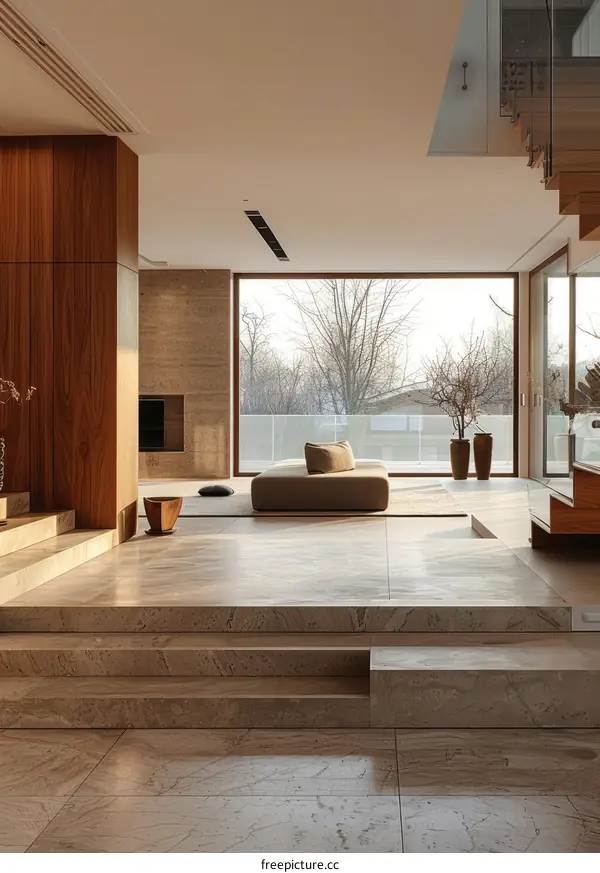 Modern minimalist home interior design with natural light