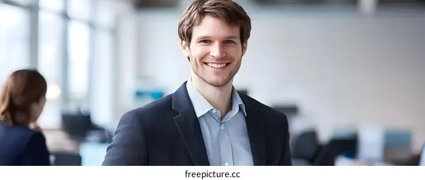 Smiling Businessman in Office